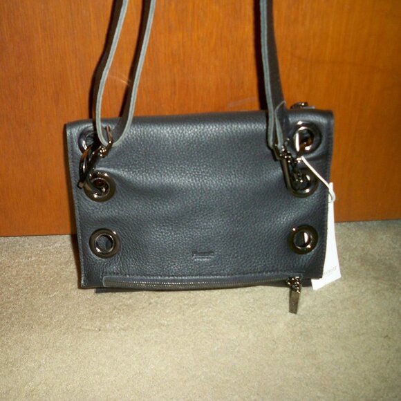 HAMMITT Montana Reversible Black Blue Medium Leather Crossbody , NWT $495!! - Picture 2 of 6